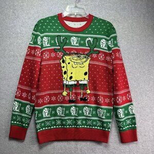 Spongebob SquarePants Sweater Large Ugly Christmas Gary Nickelodeon Fair Isle